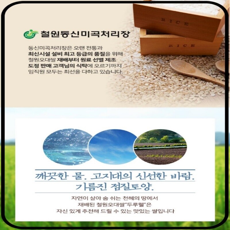 철원동신미곡처리장 두루웰철원오대쌀,[25년산 DMZ햅쌀 철원동신미곡]10KG두루웰철원오대쌀 (찰지고 맛있는 햅쌀)